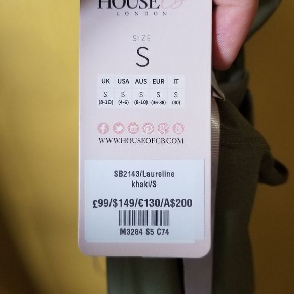 NWT House of CB London Green Wrap Dress Size Small Laureline Khaki - Picture 5 of 11
